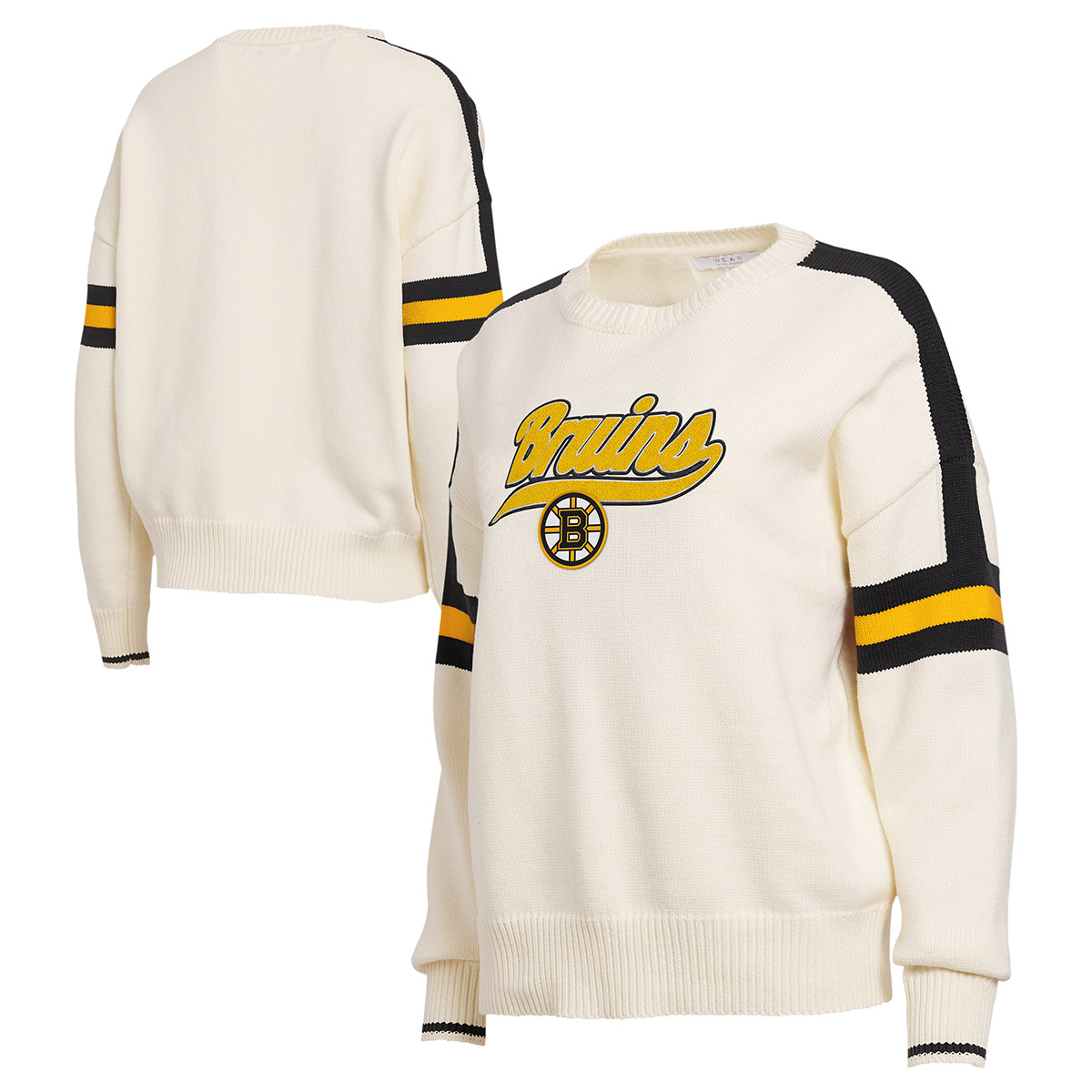 Bruins Ladies WEAR By Erin Andrews Stripe Pullover Sweater