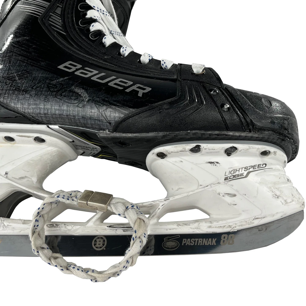 Game-Used Hockey Skate Lace Bracelet - With Metal Clasp - David