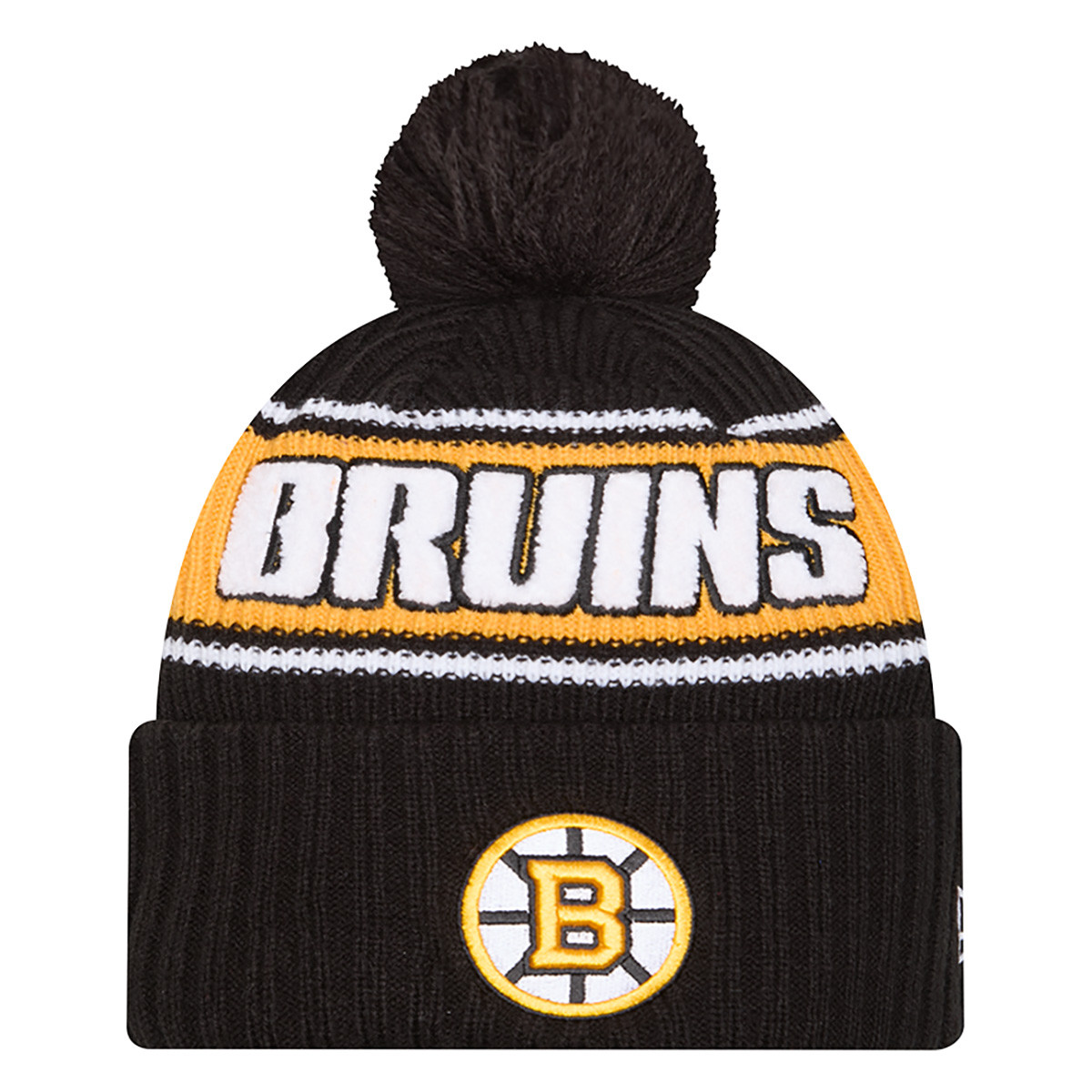 Bruins New Era Bold Pom Cuff Black Knit Hat