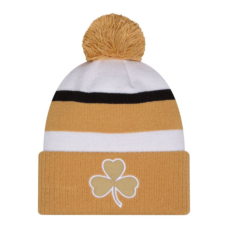 Celtics Youth New Era 2025 City Edition White Pom Knit Hat