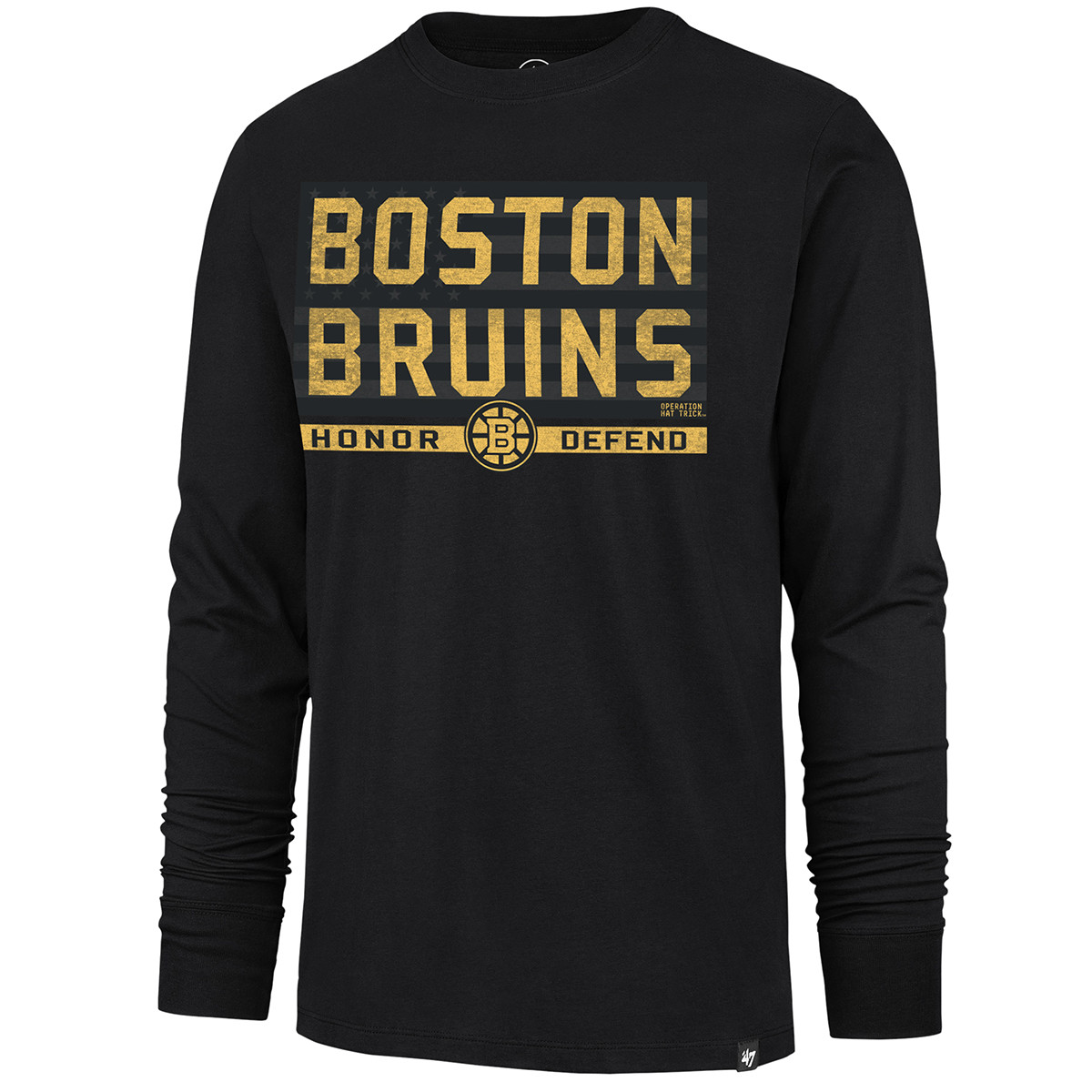 Bruins '47 Sweep Long Sleeve Black Tee - Boston ProShop