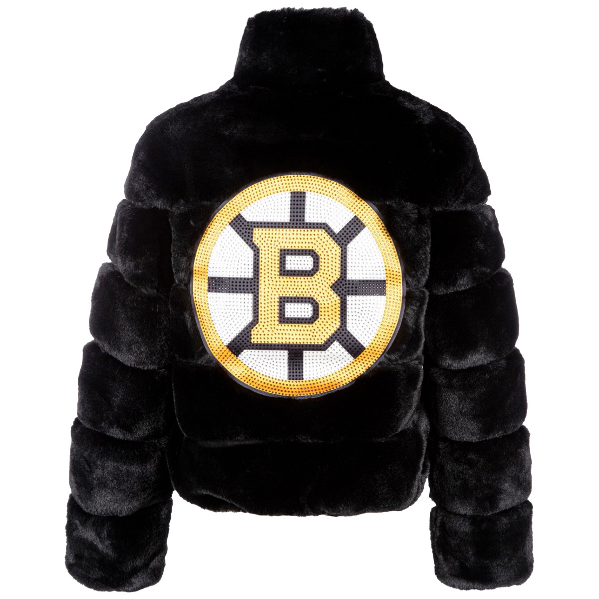 Bruins Ladies Cuce Faux Fur Black Jacket