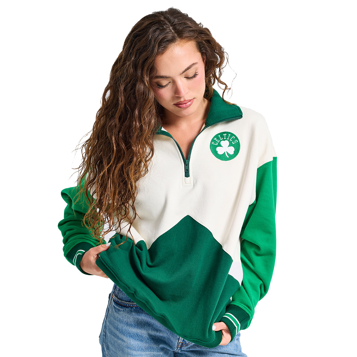 トップス Auskou Ceremony STAFF T Celtics Ladies Terez Cream Quarter-Zip Pullover