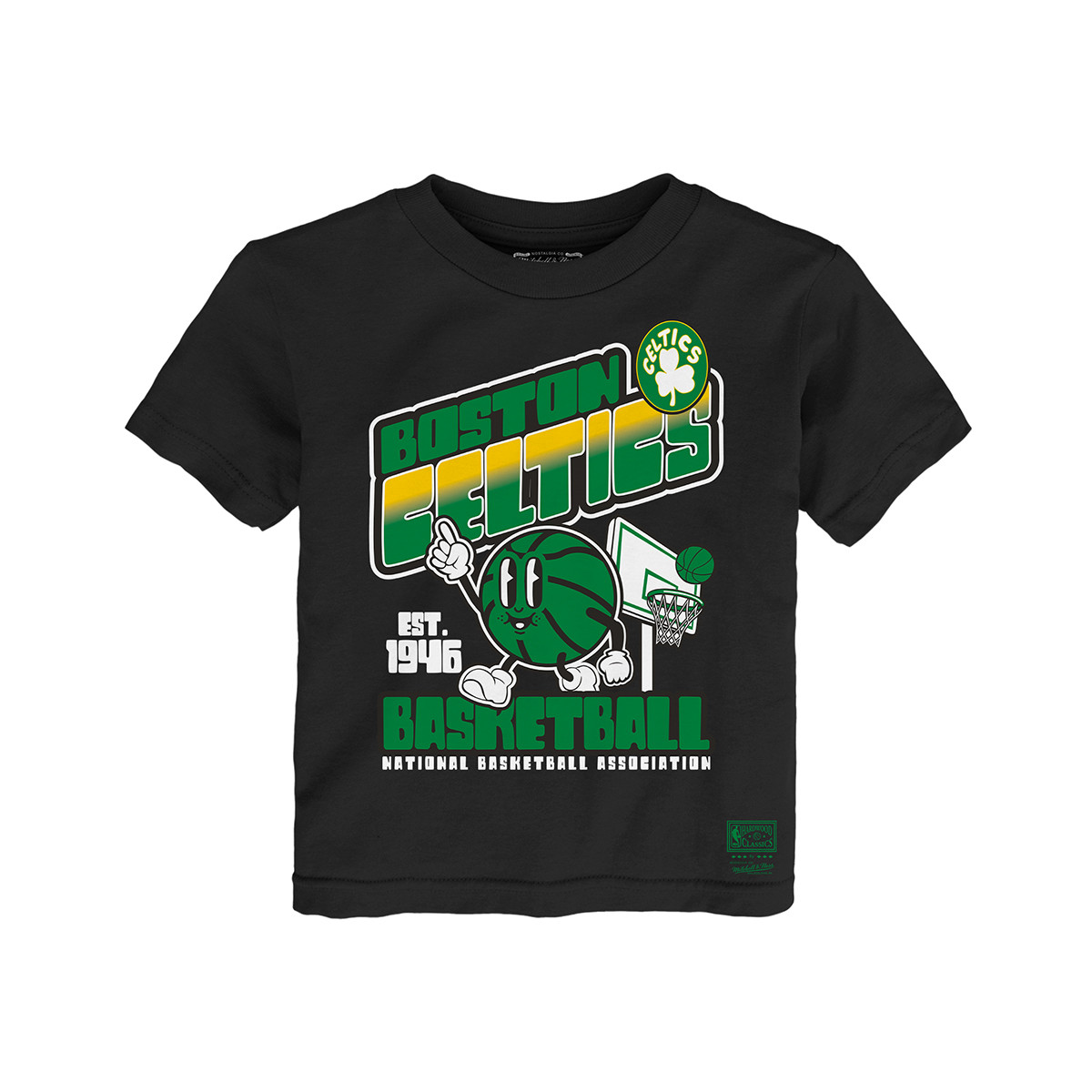 Celtics Preschool Mitchell & Ness Free Throw Black Tee