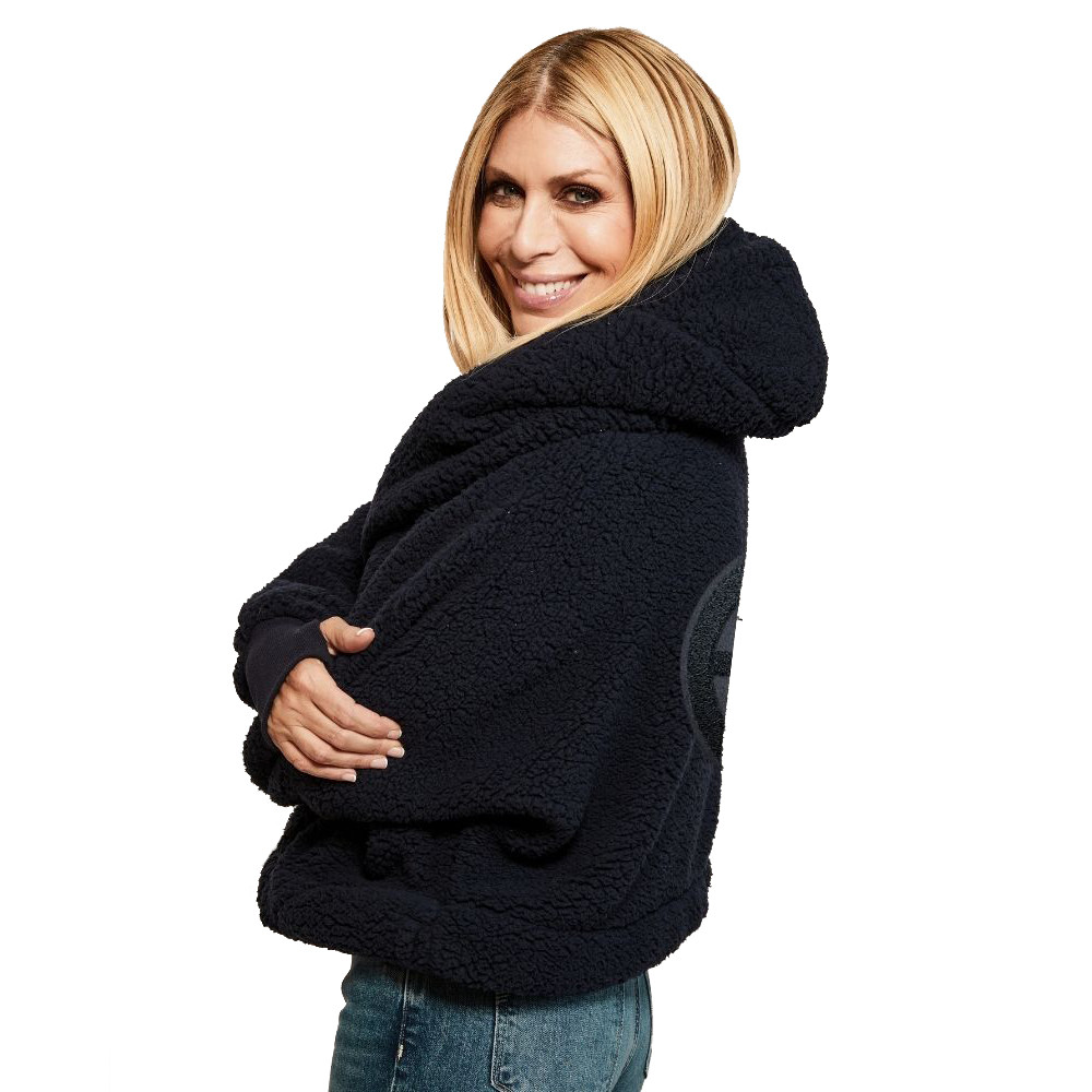 Bruins Ladies Jill Martin Black On Black Crop Sherpa Hood