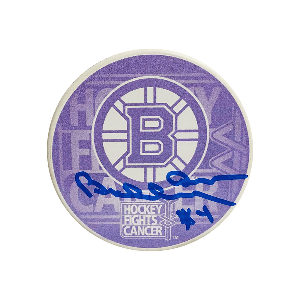 Orr Autographed Hockey Fights Cancer Puck | Boston Pro Shop
