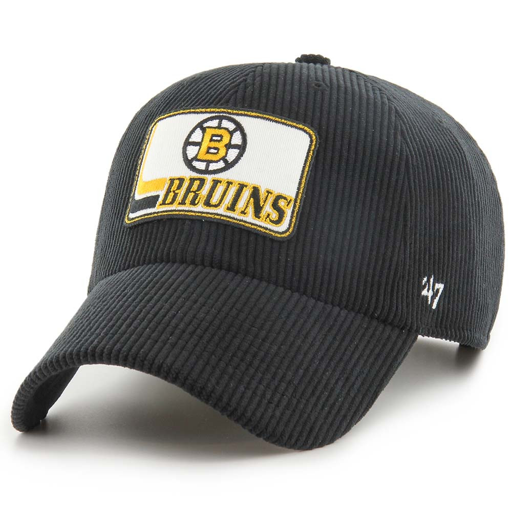 Bruins '47 Wax Pack Corduroy Black Clean Up Cap - Boston ProShop