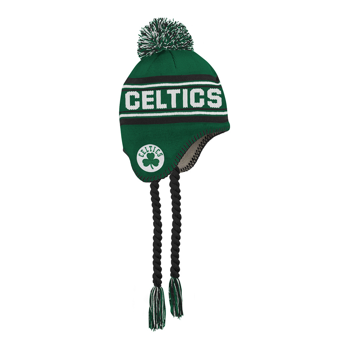 Celtics Youth Jacquard Tassel Pom Knit Hat - Boston ProShop