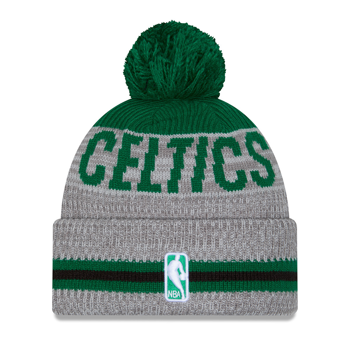 Celtics Youth Runner Pom Gray Knit Hat - Boston ProShop