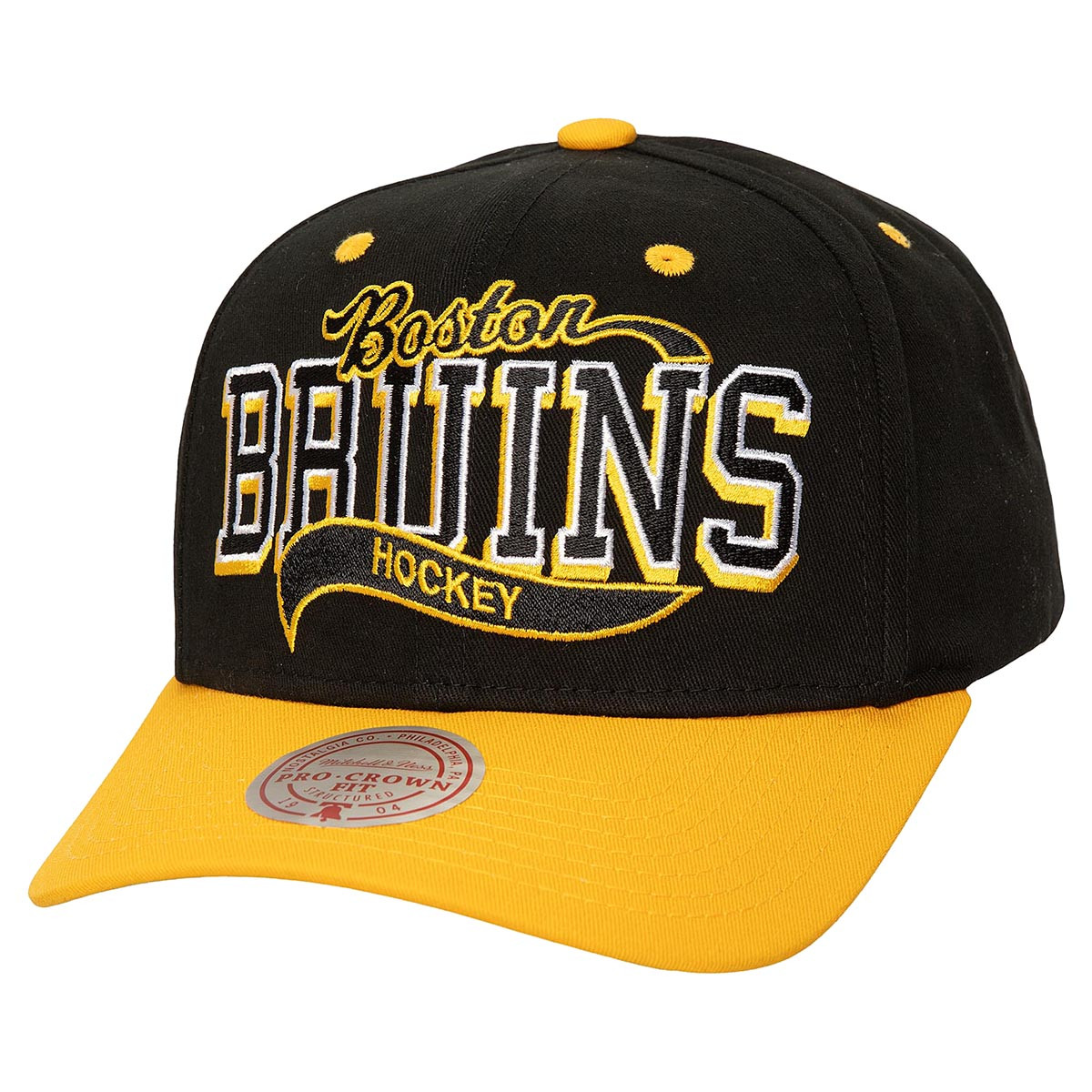 Bruins Mitchell & Ness Block Sweep SnapBack Cap - Boston ProShop