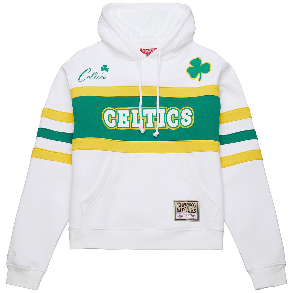 Celtics Ladies Mitchell Ness Head Coach White Pullover Hood