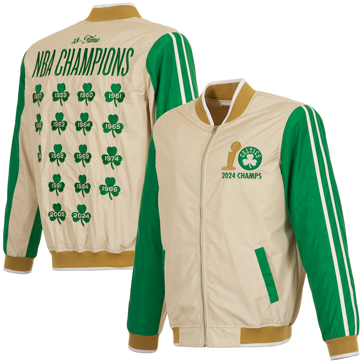 Celtics 2024 NBA Champions Cream Nylon Jacket