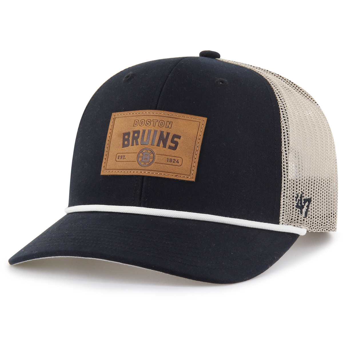 Bruins '47 Trundle Rope Black Trucker Cap - Boston ProShop