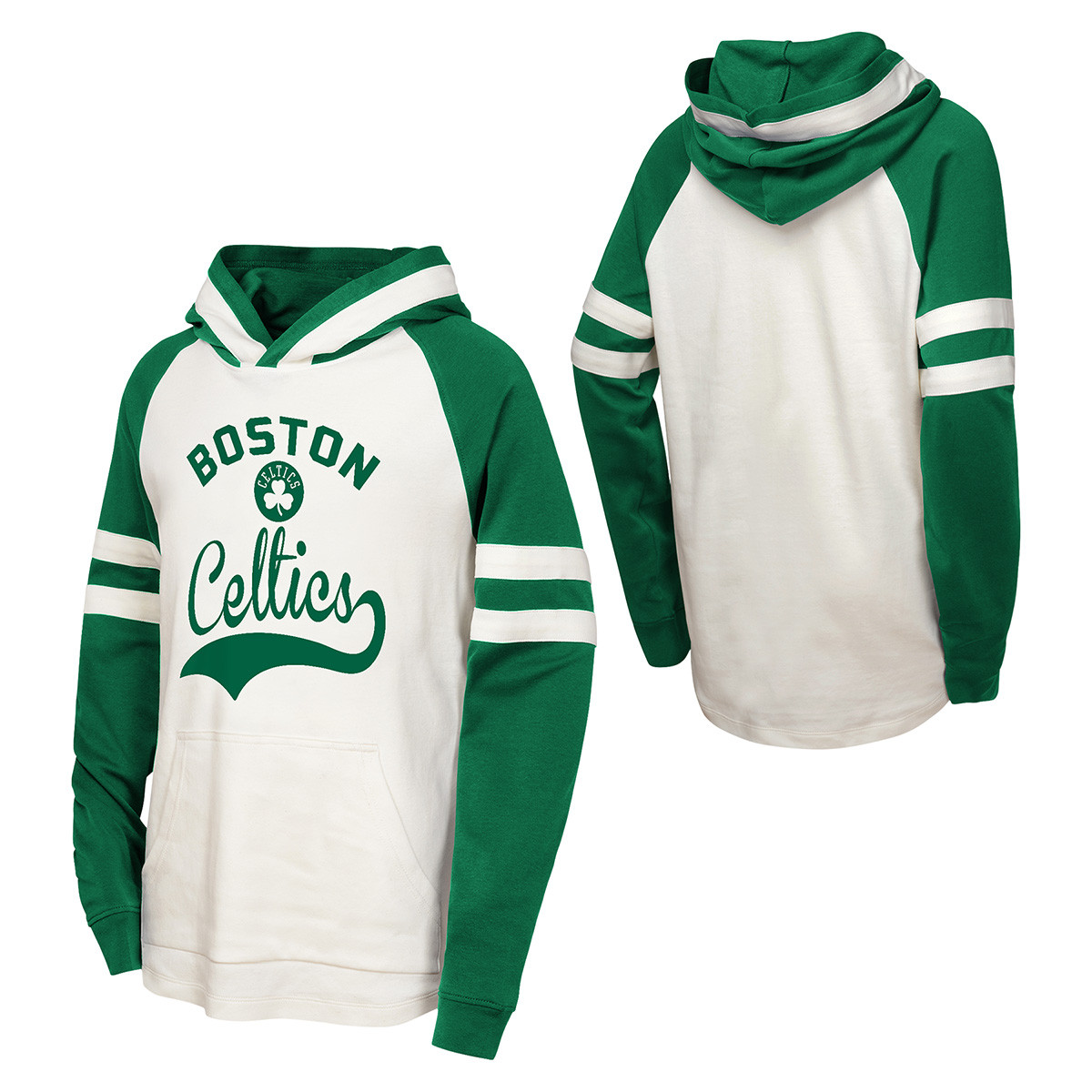 Celtics Youth First Half Cream and Green Pullover Hood - Boston