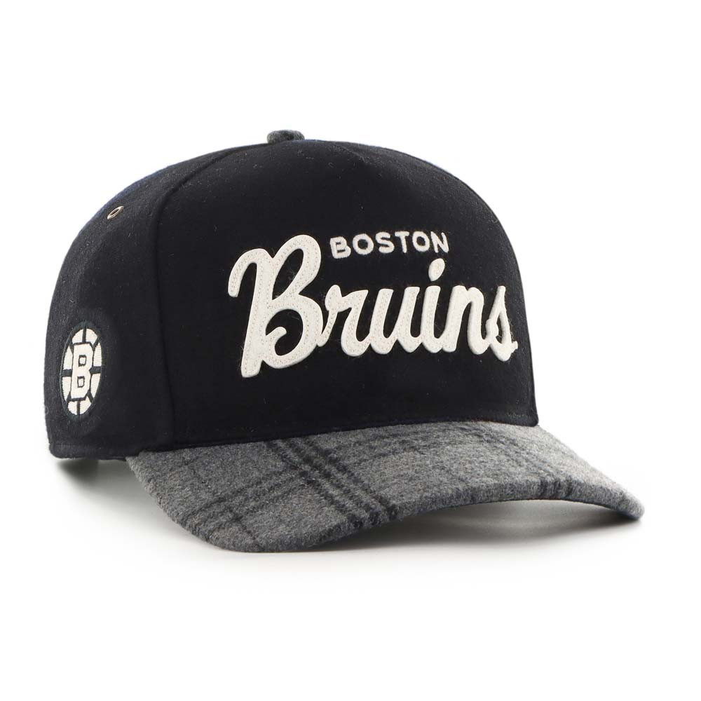Bruins '47 Windowpane Plaid Script Relaxed Fit Hitch Cap