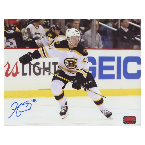 Jake DeBrusk Boston Bruins Autographed 16″ x 20″ Black Alternate Jersey  Skating Photograph with “Boston's Team” Inscription – Limited Edition of 20