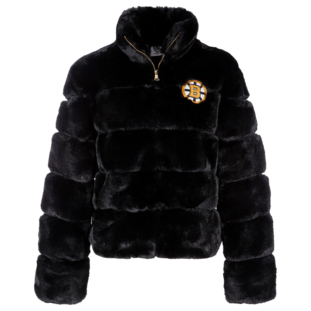 Bruins Ladies Cuce Faux Fur Black Jacket