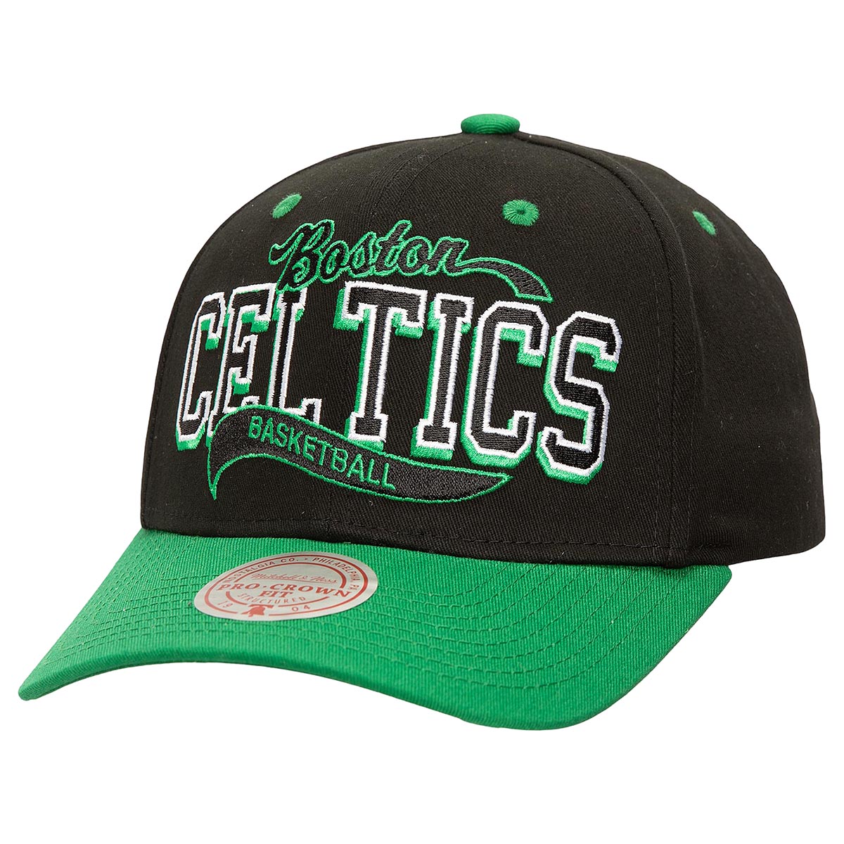 Casquette snapback Mitchell & Ness Hardwood Classics Script 2.0 noire pour homme, Boston Celtics