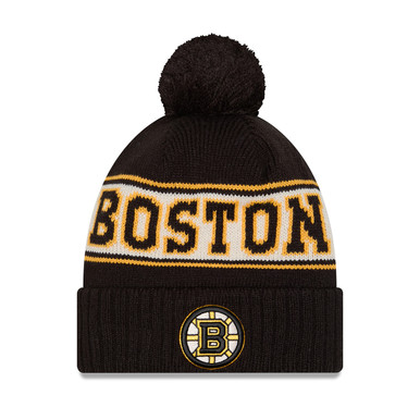 Bruins Preschool Retro Pom Cuff Black Knit Hat - Boston ProShop