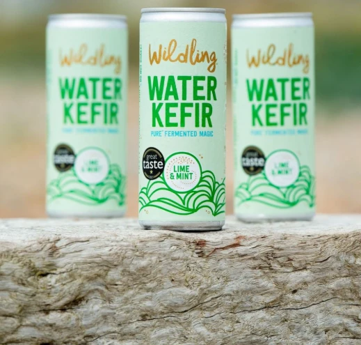 Wildling Lime and Mint Water Kefir cans