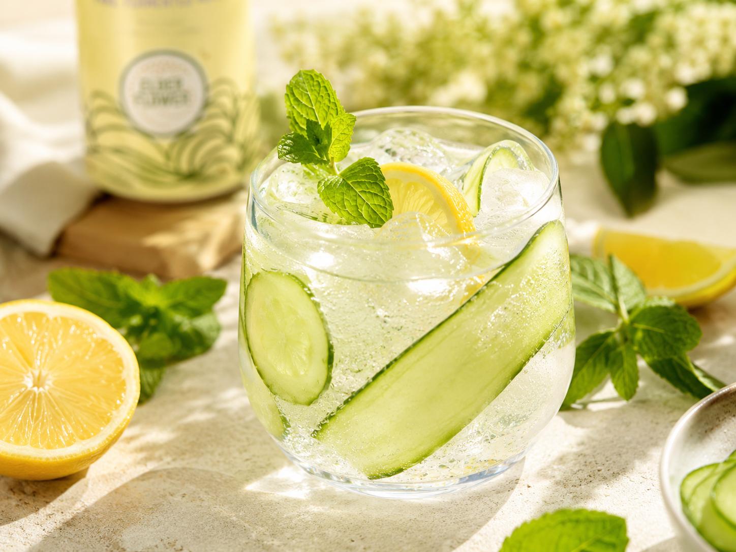 Wildling Water Kefir served with cucumber and mint