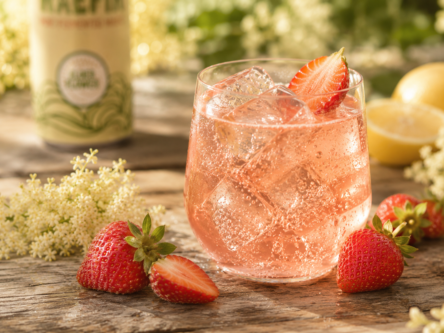 Wildling Water Kefir served with strawberry over ice