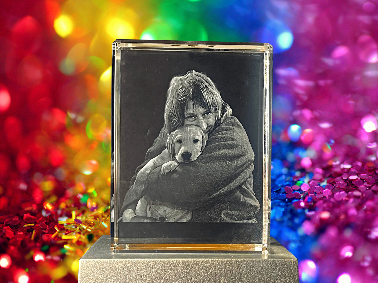 Pets, Anniversary or Memorials 3D Rectangle Shaped Crystal - several sizes and suitable for any photo