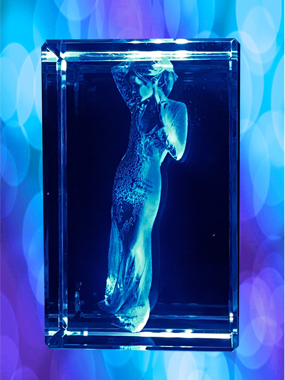 Pets, Anniversary or Memorials 3D Rectangle Shaped Crystal - several sizes and suitable for any photo
