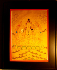 Chenrezig, Bodhisattva of Compassion Thangka framed.