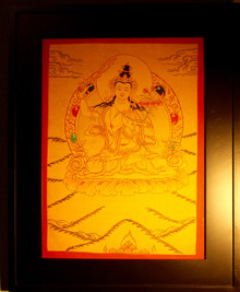 Gold Painted Manjushri Thangka framed