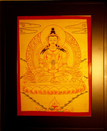 Amitayus Buddha  Gold Painted Thangka.