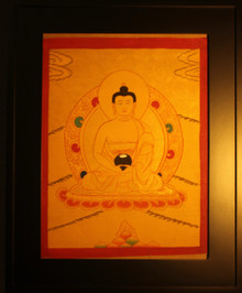 Amitabha Buddha  Gold Painted Thangka framed