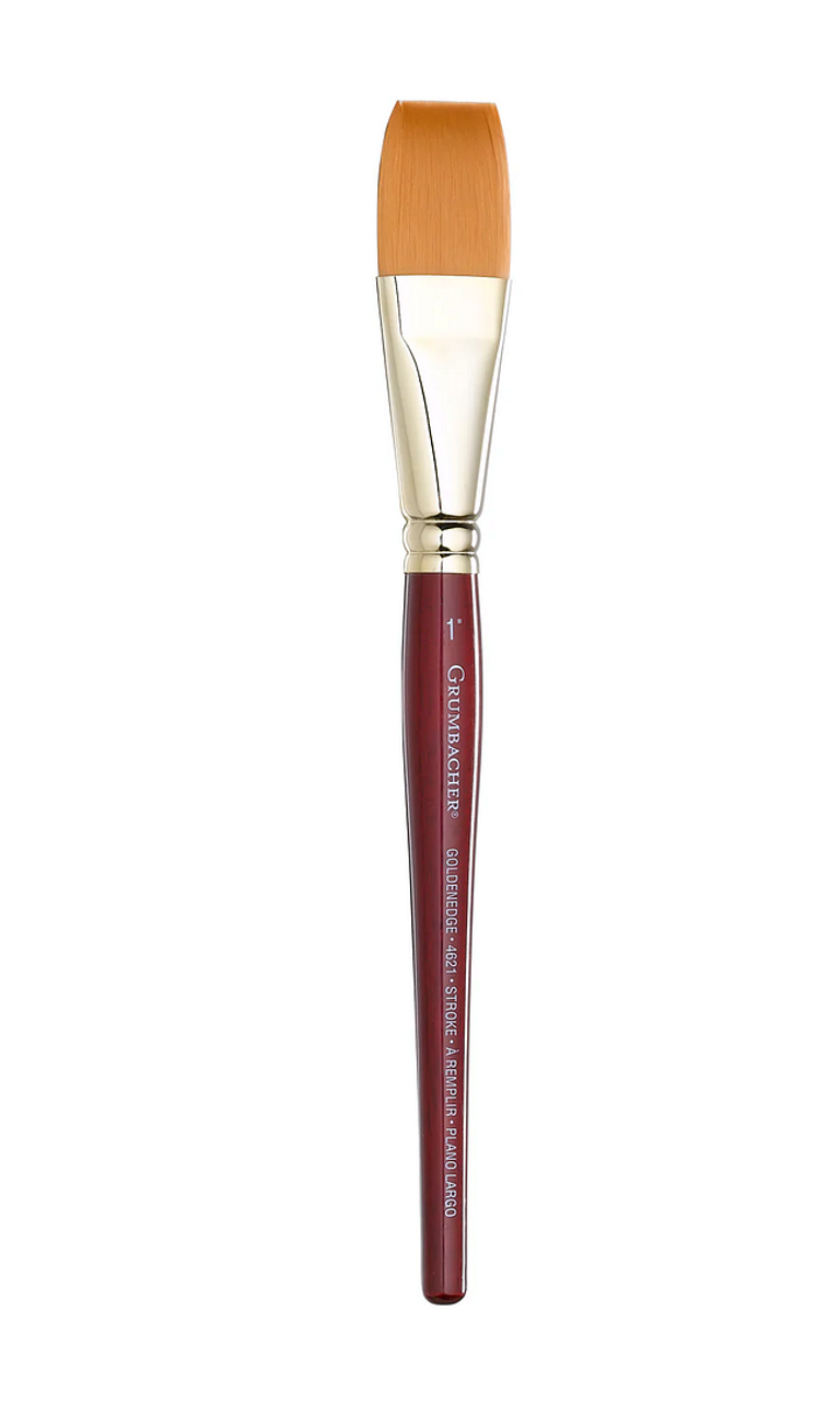 Grumbacher Goldenedge Stroke Synthetic Watercolor Brush, Size 1" (4621.1)