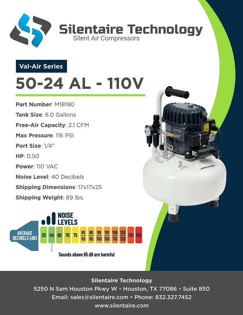 Silentaire VAL-Air 50-24-AL 1/2HP Air Compressor