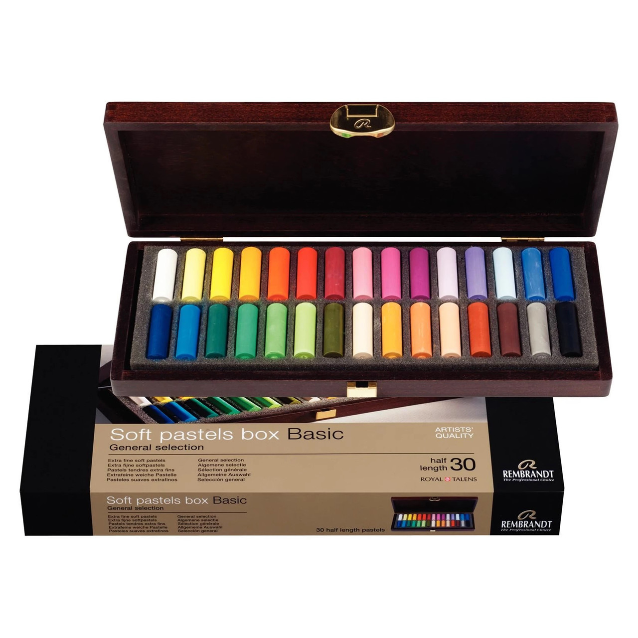 Rembrandt Soft Pastel Wooden Box Set - 30 Half Stick General Selection