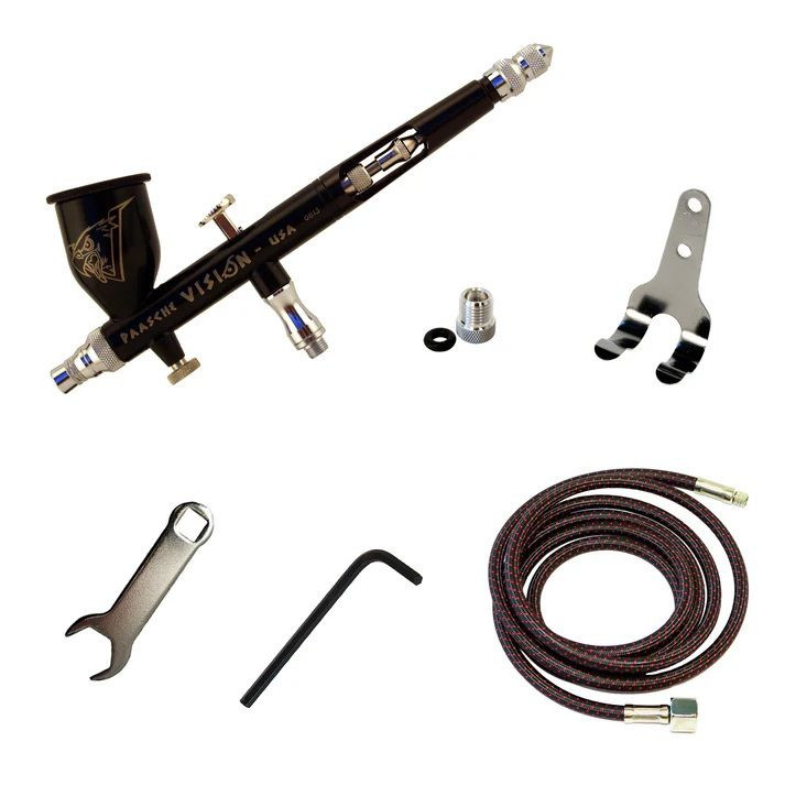 Paasche TGX-1AS Vision Double-Action Airbrush Set, Head Size #0 (.2mm) with Hose