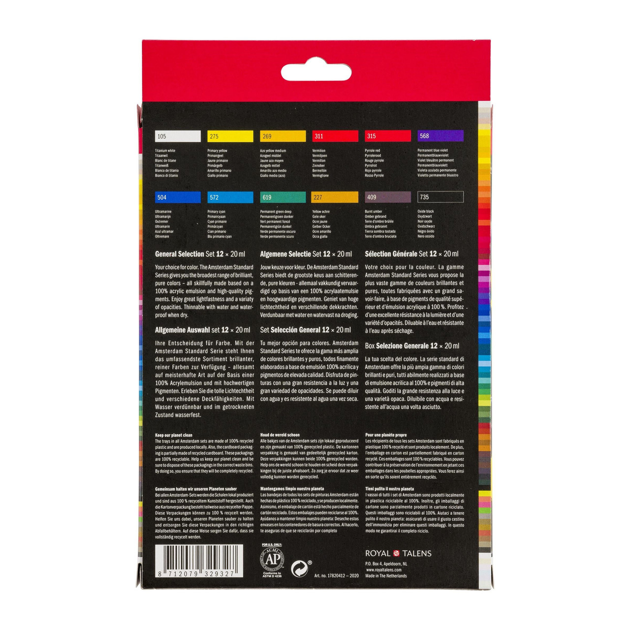 Amsterdam Standard Acrylic General Selection Paint Set | 12 x 20ml