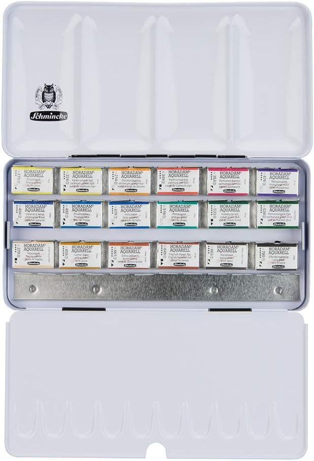 Schmincke Horadam Aquarell 18 Full Pan Metal Watercolor Box Painting Set (74318)