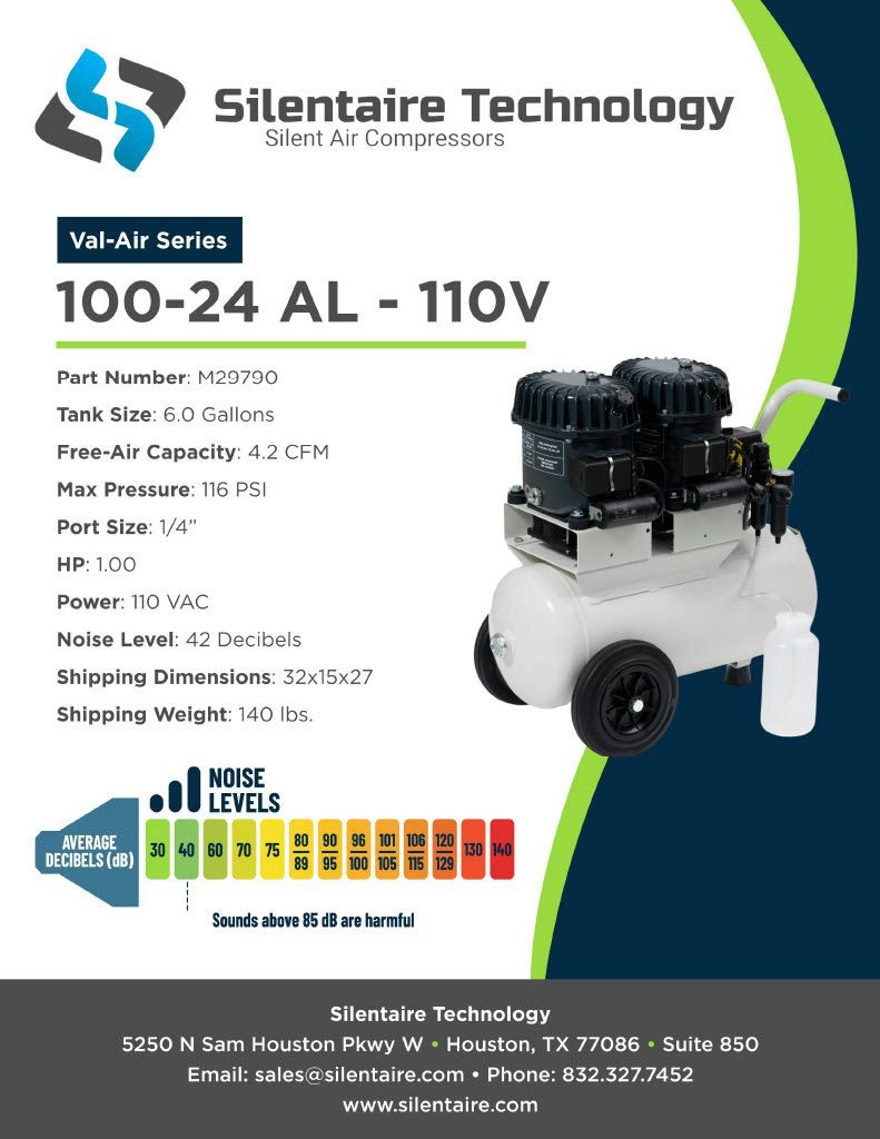 Silentaire Val-Air 100-24-AL 1 HP Air Compressor (110V)