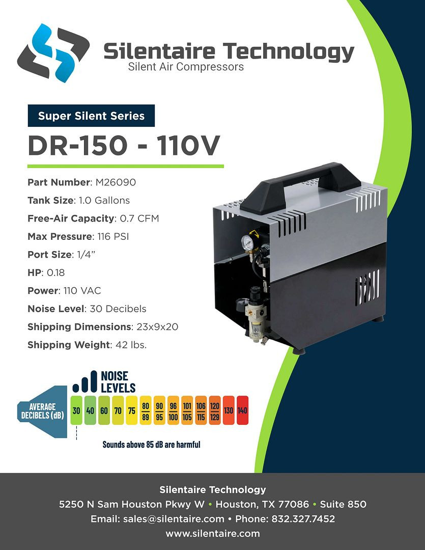 Silentaire Super Silent DR-150 Air Compressor