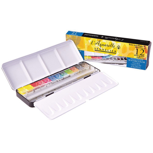 Sennelier l'Aquarelle Artists' Watercolor 12 Half Pan Metal Box Set (N131613) Sennelier l'Aquarelle Artists' Watercolor 12 Half Pan Metal Box Set (N131613)