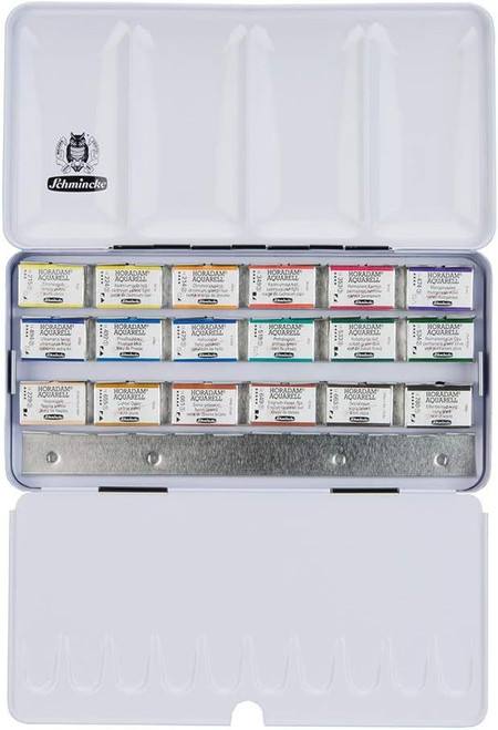 Schmincke Horadam Aquarell 18 Full Pan Metal Watercolor Box Painting Set (74318)