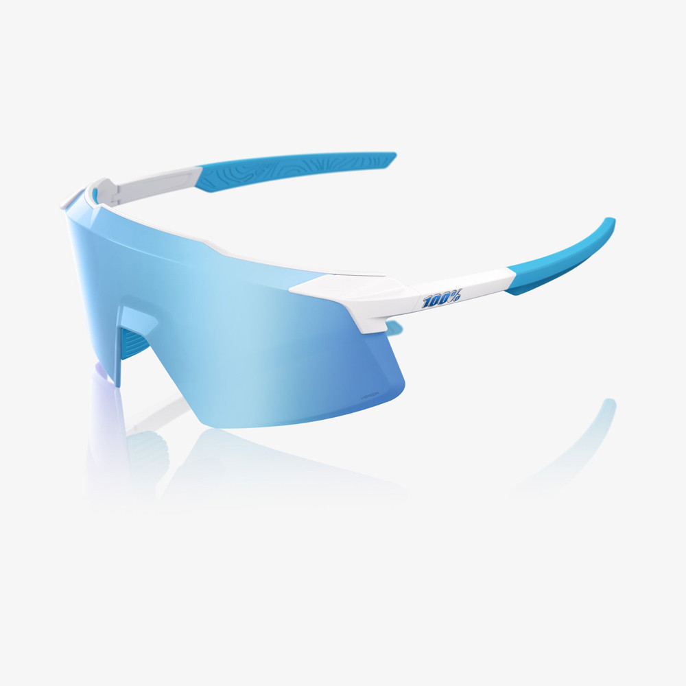 極美品✨100％ AEROCRAFT MatteWhite スポーツサングラス 2025 100% Aerocraft Matte White Hiper Blue Mirror Lens