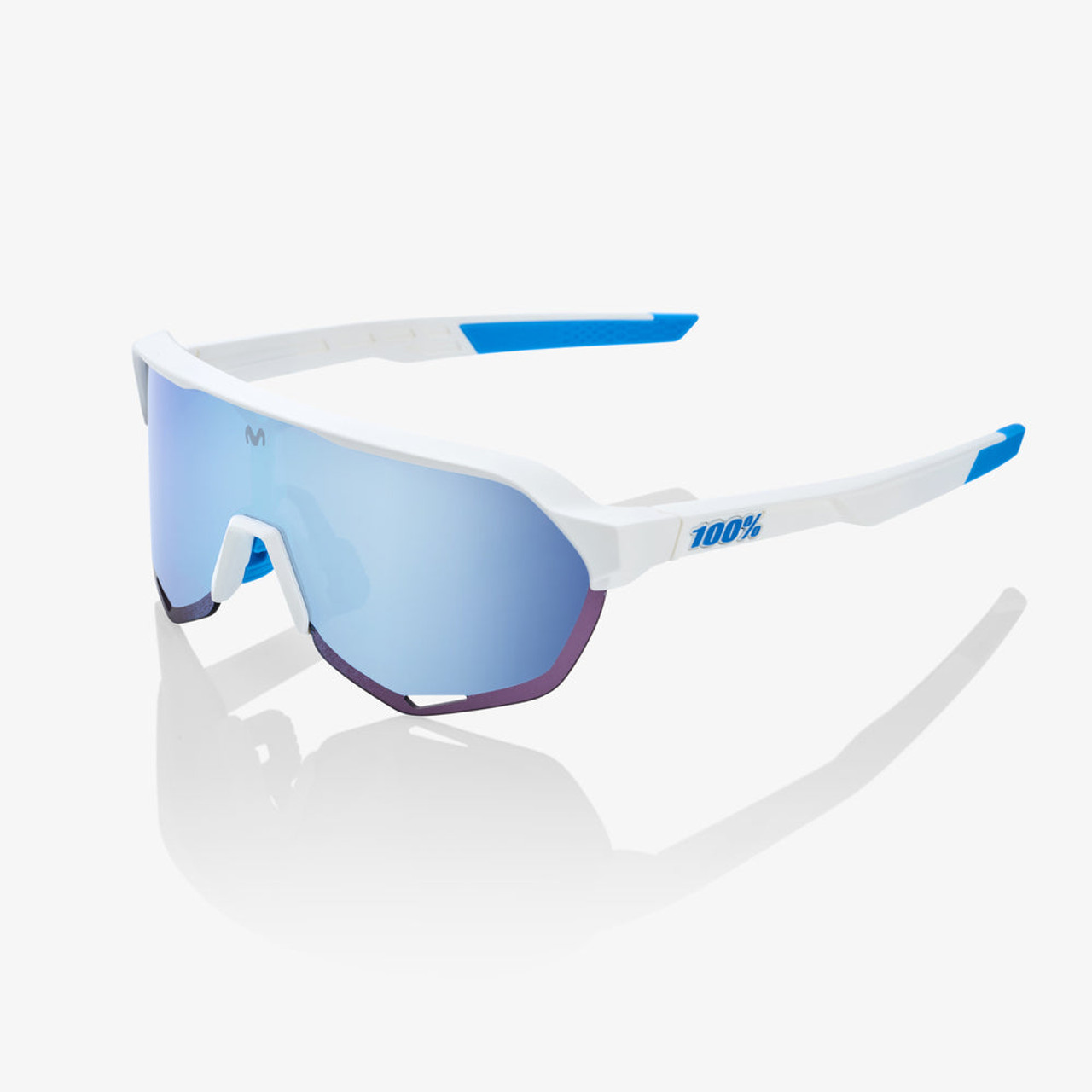 2022 100% S2 SE Movistar Team White HiPER Blue Multilayer Mirror Lens