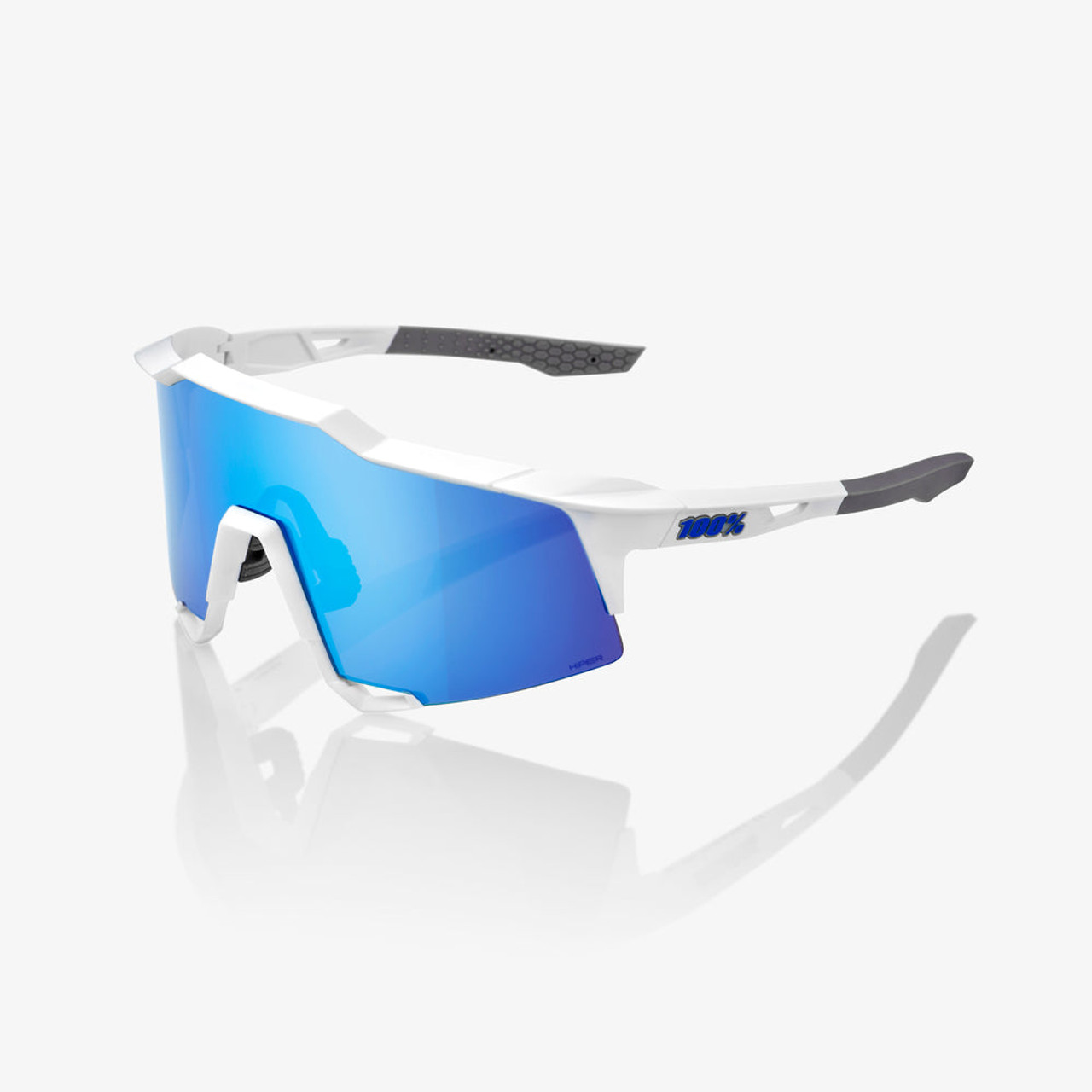 2023 100% SPEEDCRAFT Matte White HiPER Blue Multilayer Mirror Lens