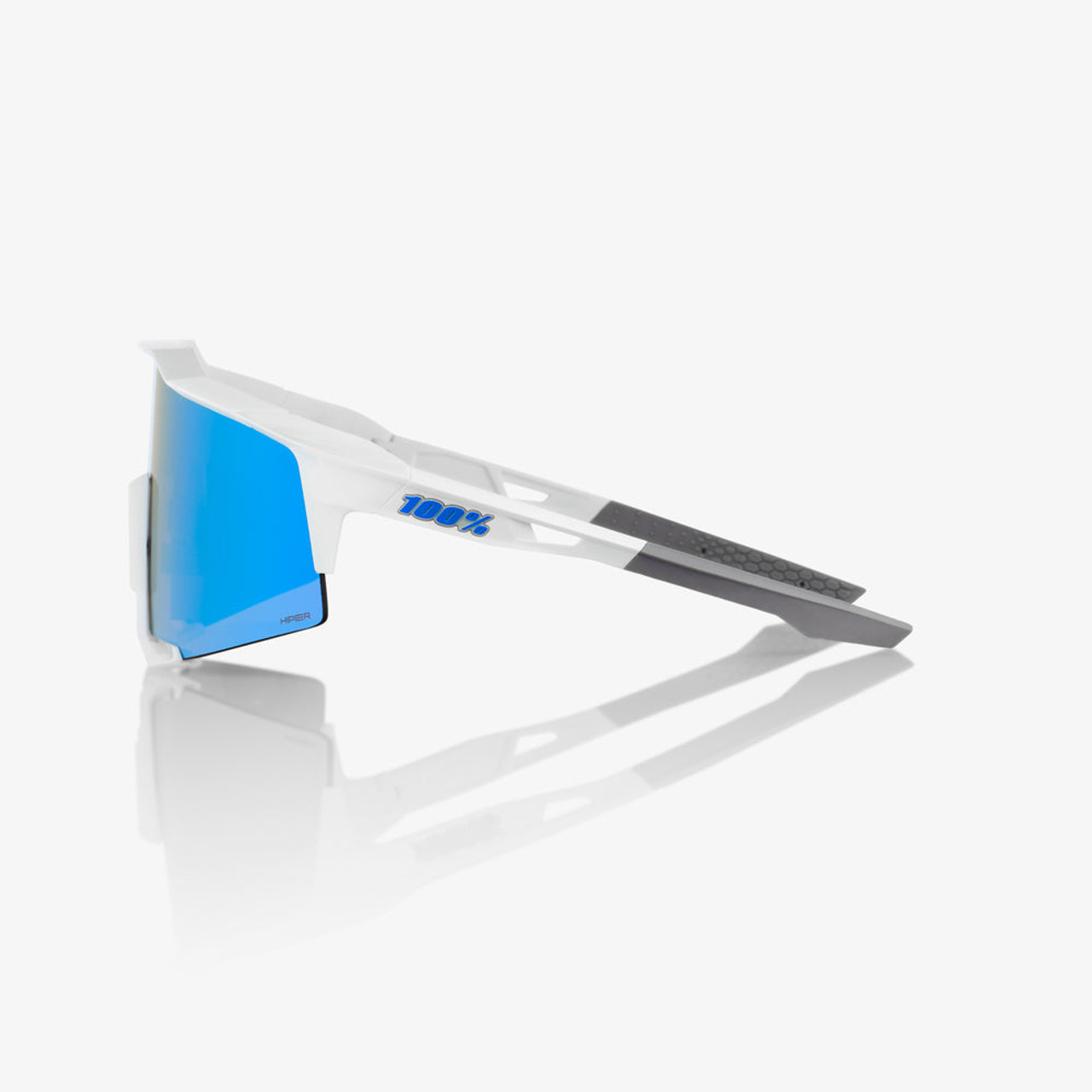 2023 100% SPEEDCRAFT Matte White HiPER Blue Multilayer Mirror Lens|  Revolutionbikeshop.com