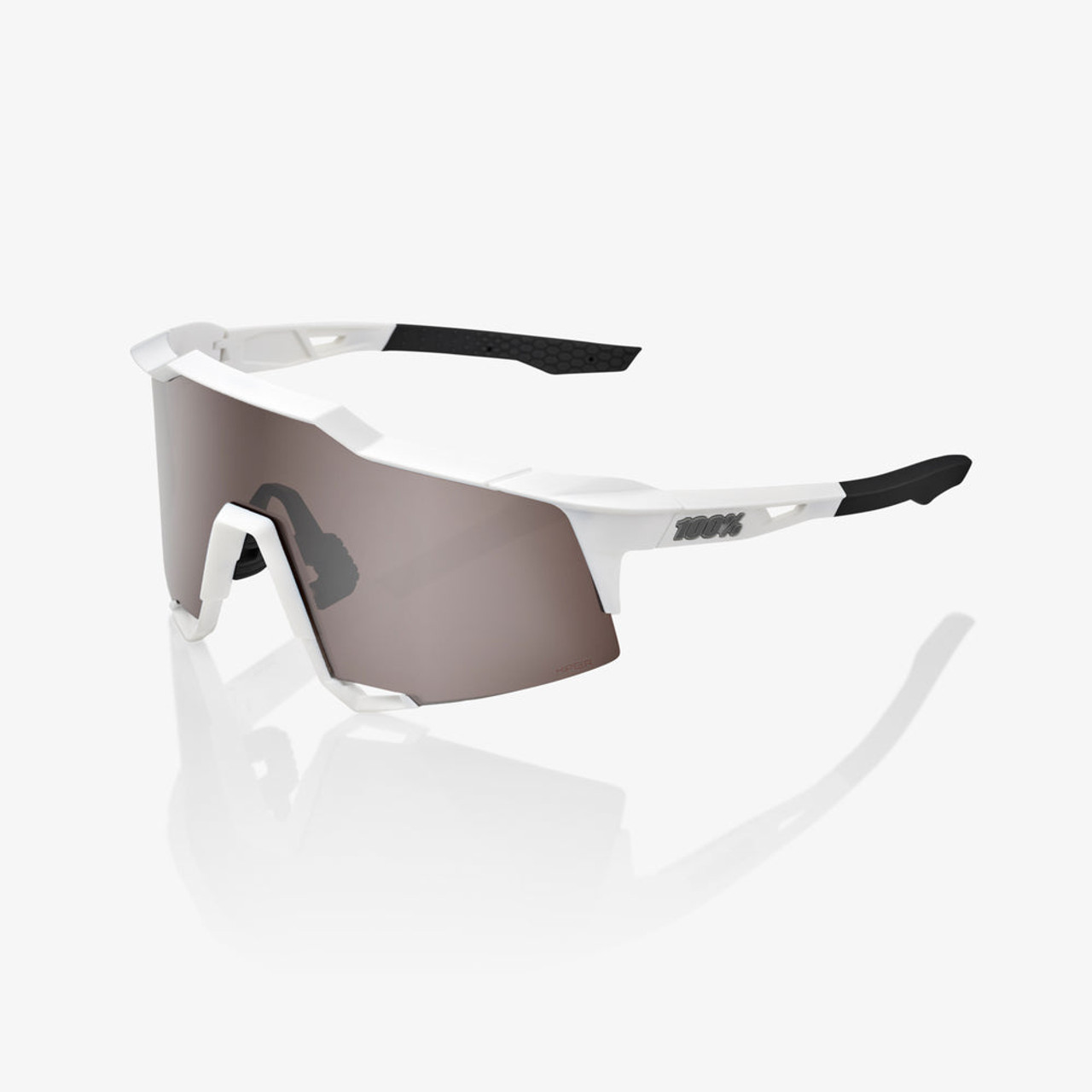 2023 100% SPEEDCRAFT Matte White HiPER Silver Mirror Lens