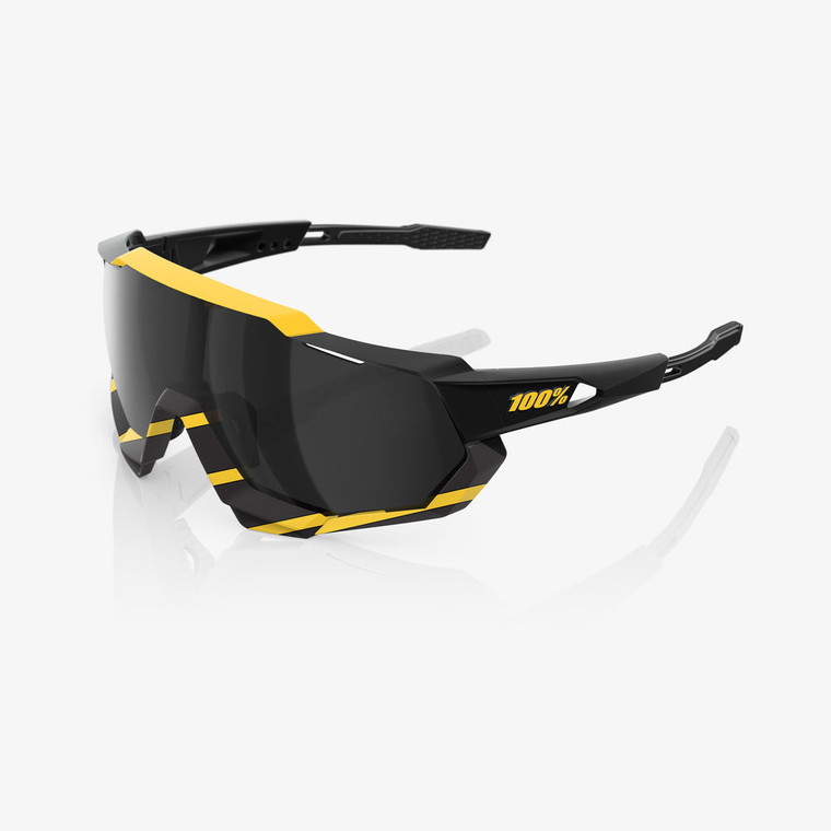 2023 100% SPEEDTRAP® Soft Tact Hazard Black Mirror Lens Sunglasses