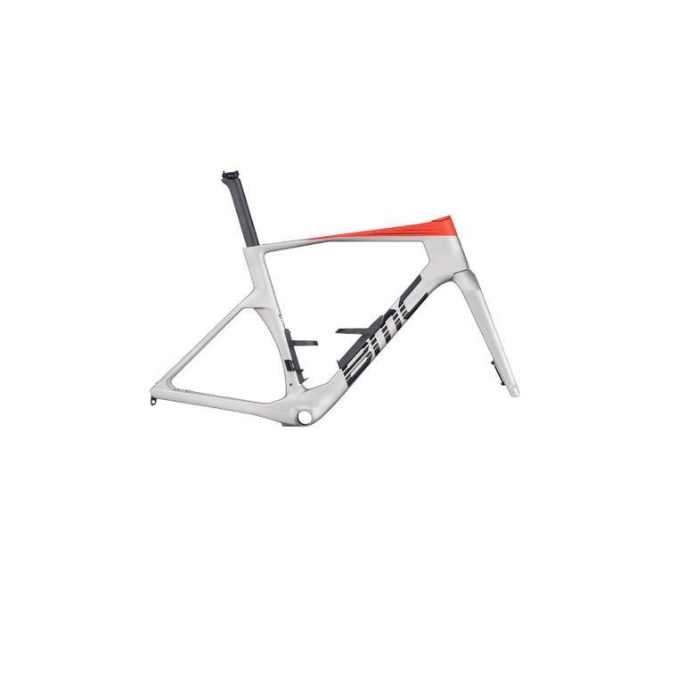 2026 BMC Teammachine R 01 Frameset - Arctic Silver / Neon Red image