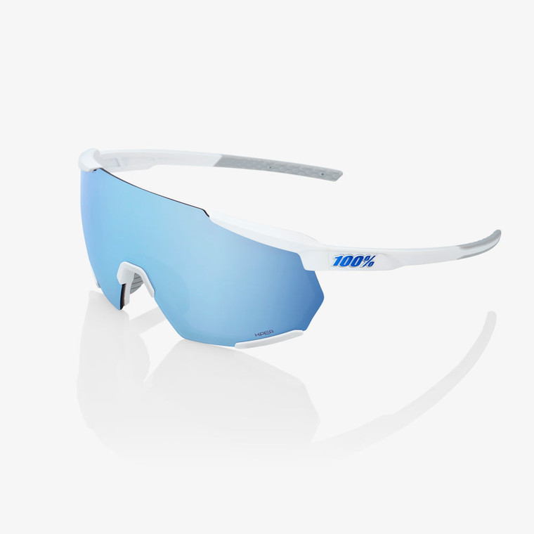 2022 100% RACETRAP 3.0 Matte White HiPER Blue Multilayer Mirror Lens